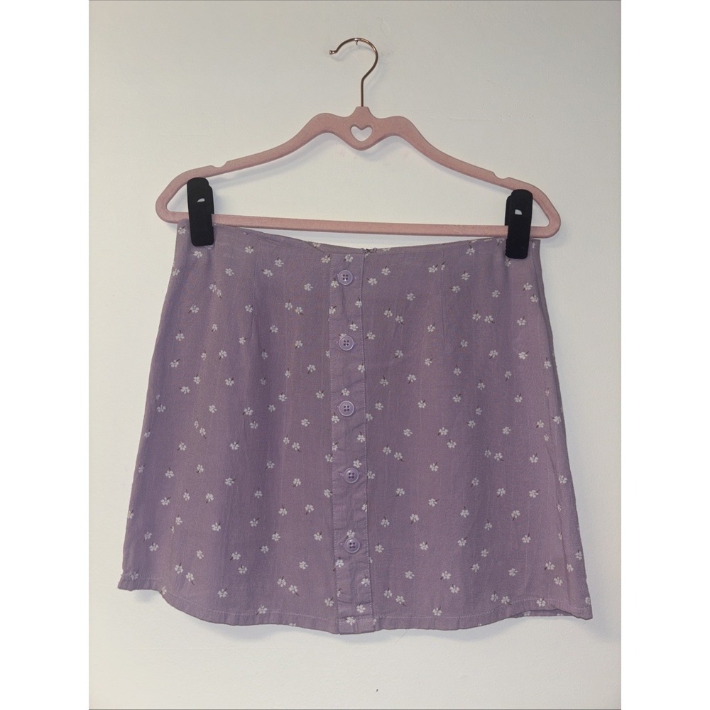 Aeropostale Lavender Purple Floral Button-Front Mini Skirt